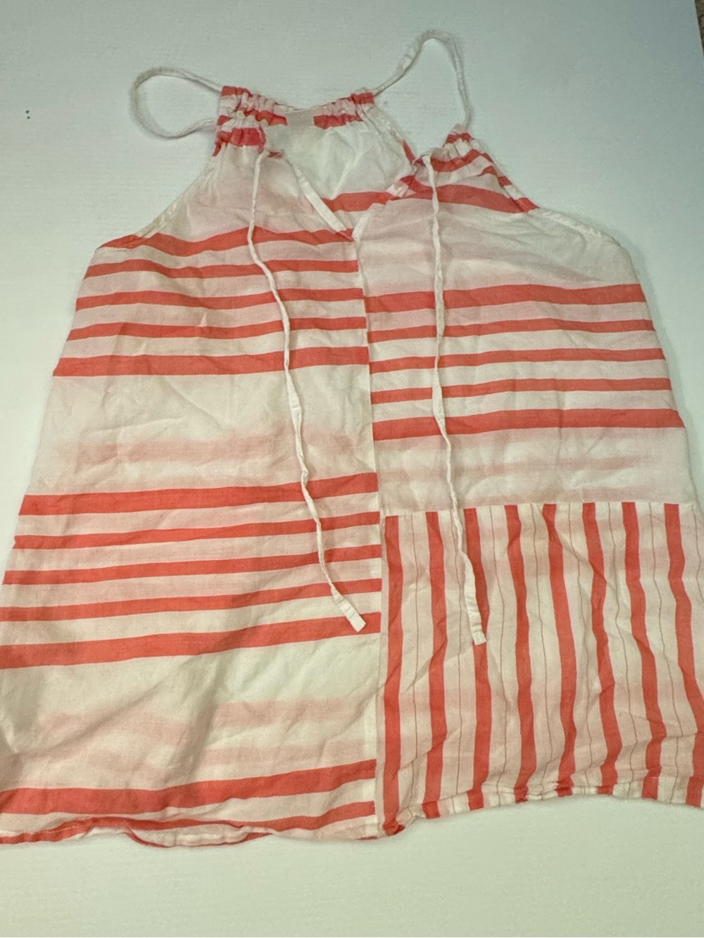 Striped Coral and White Halter Tank Top Old Navy Women’s Size M